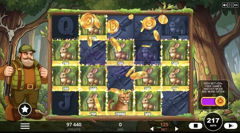 Hunt the Bucks - Simbole speciale Hunter-Wild, Scatter dhe Animal Credit në rrjetë